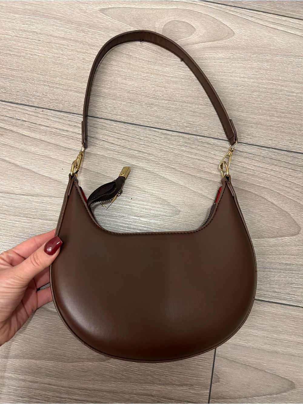 Classic Brown Crescent Shoulder Bag